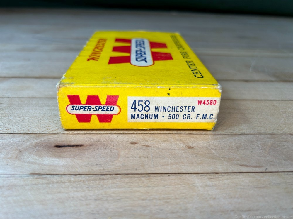 Vintage Box Winchester .458 Win Mag 500 Grain Rifle Ammo (15 Rounds)  -img-1