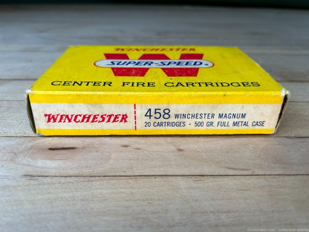 Vintage Box Winchester .458 Win Mag 500 Grain Rifle Ammo (15 Rounds)  -img-2