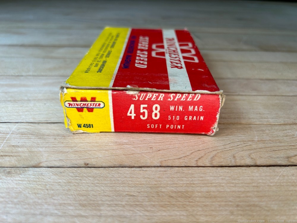 Vintage Box Winchester .458 Win Mag 510 Grain Rifle Ammo (20 Rounds)-img-1