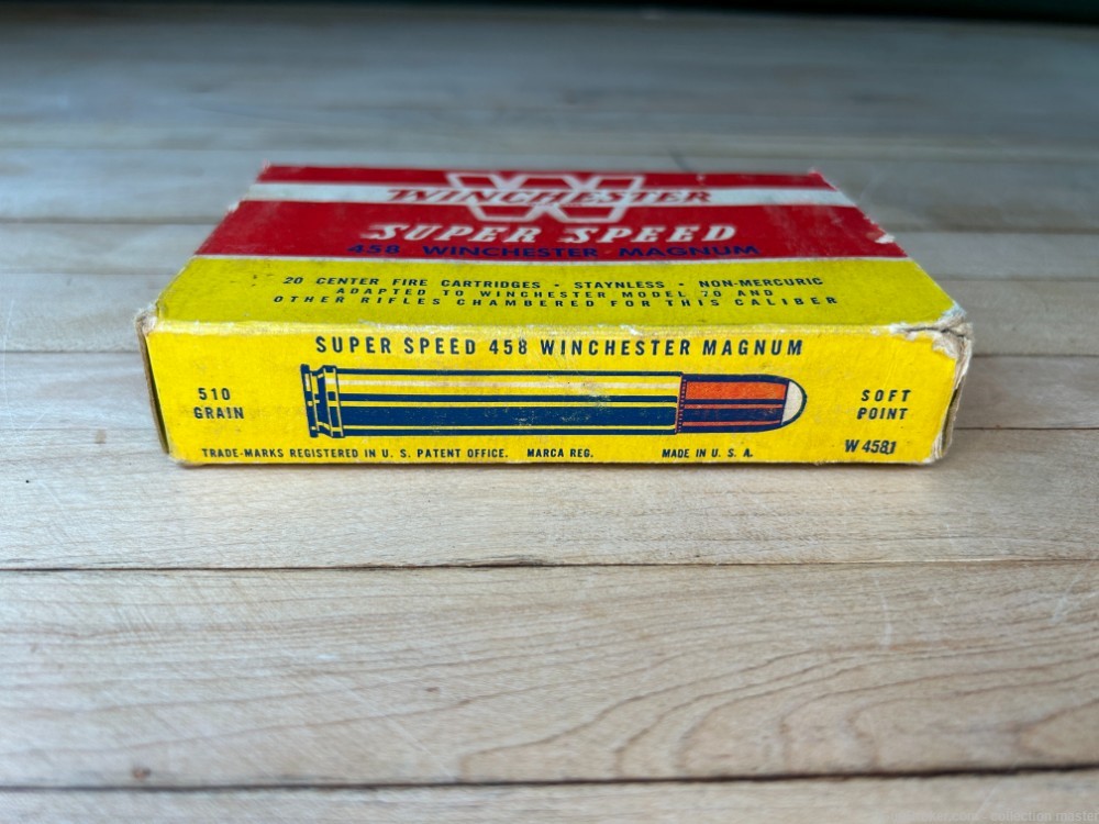 Vintage Box Winchester .458 Win Mag 510 Grain Rifle Ammo (20 Rounds)-img-2