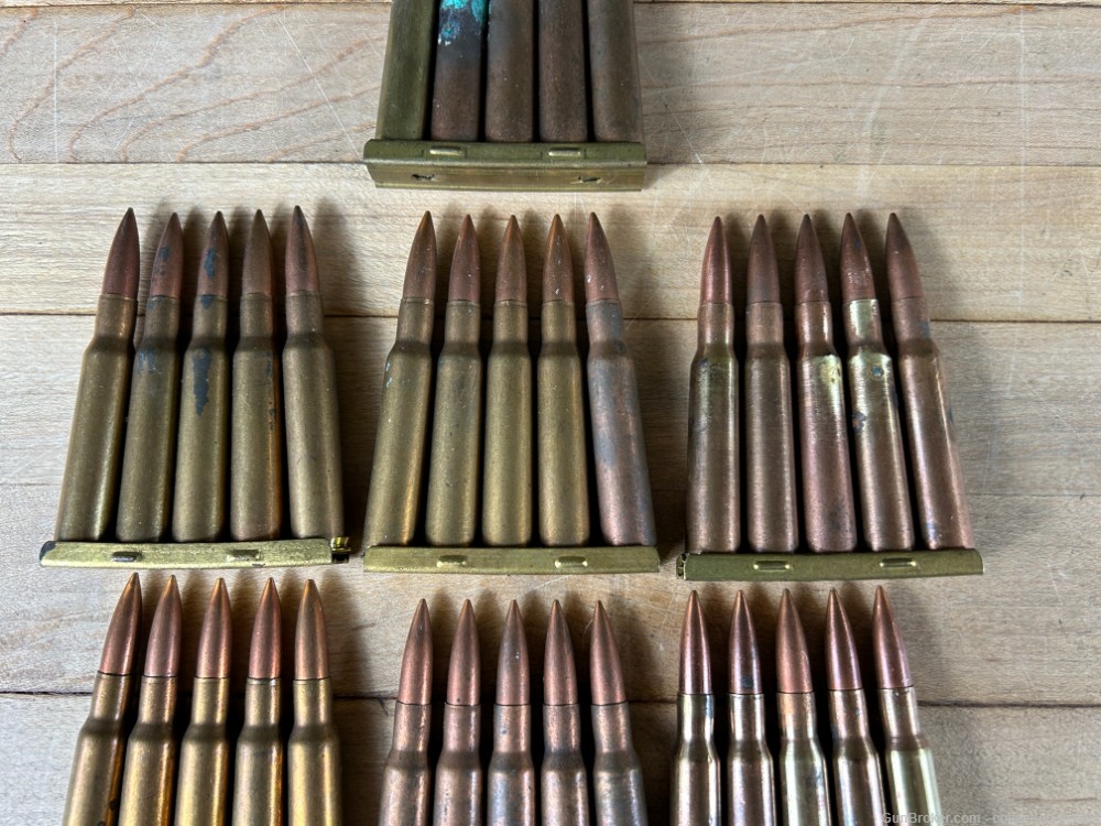 7MM Mauser 7x57 Surplus Rifle Ammo (51 Rounds) With Stripper Clips Estate -img-3