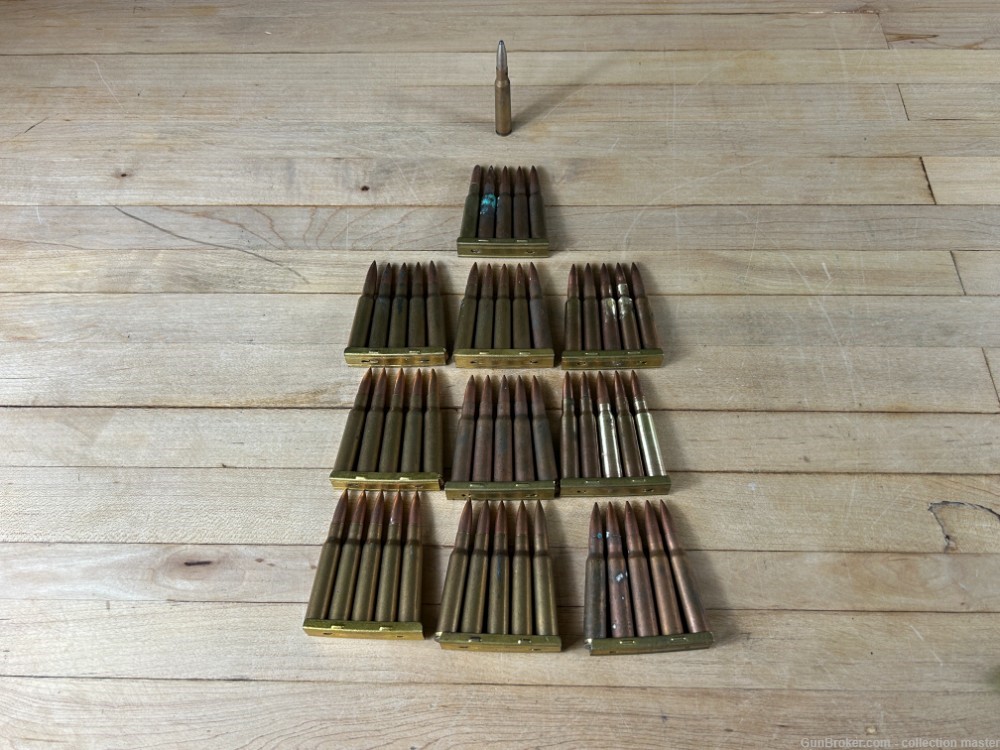 7MM Mauser 7x57 Surplus Rifle Ammo (51 Rounds) With Stripper Clips Estate -img-0
