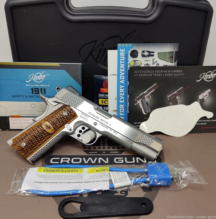 Kimber Stainless Raptor II in 45acp, w/ Box & Papers, EXCELLENT-img-0