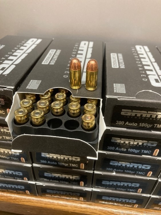 Ammo Inc 380 ACP 100 GR TMC 1,000 Rounds Brass Casing-img-1