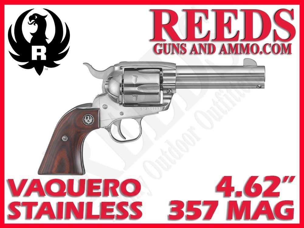Ruger Vaquero Stainless Wood Revolver 357 Mag 4.62in 6 Shot 5109 -img-0