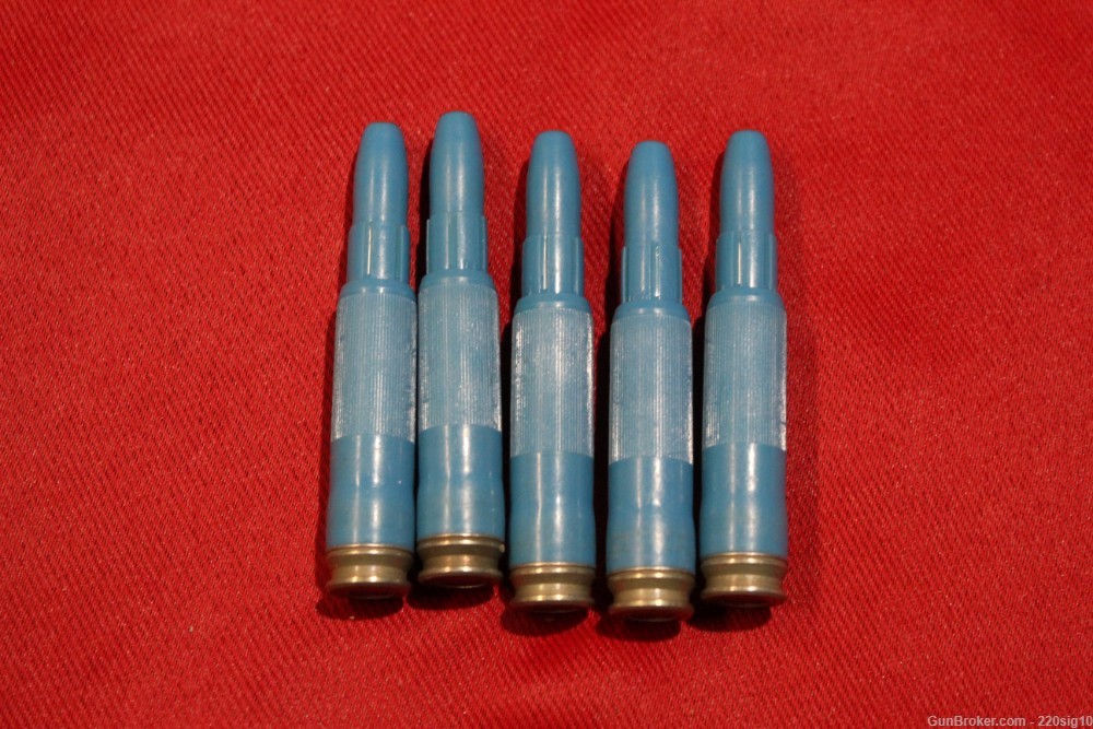 7.62x51 Blue Plastic Short Range Red Tip Tracer Lot Of 5 DAG-img-0