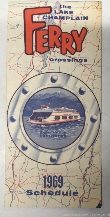 Vintage 3 LAKE CHAMPLAIN FERRY CROSSINGS Ferry Schedule Brochures Vermont &-img-2