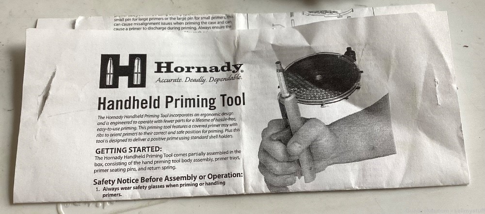 HORNADY HANDHELD PRIMING TOOL w/ additional primer tray & #6 RCBS HOLDER-img-3