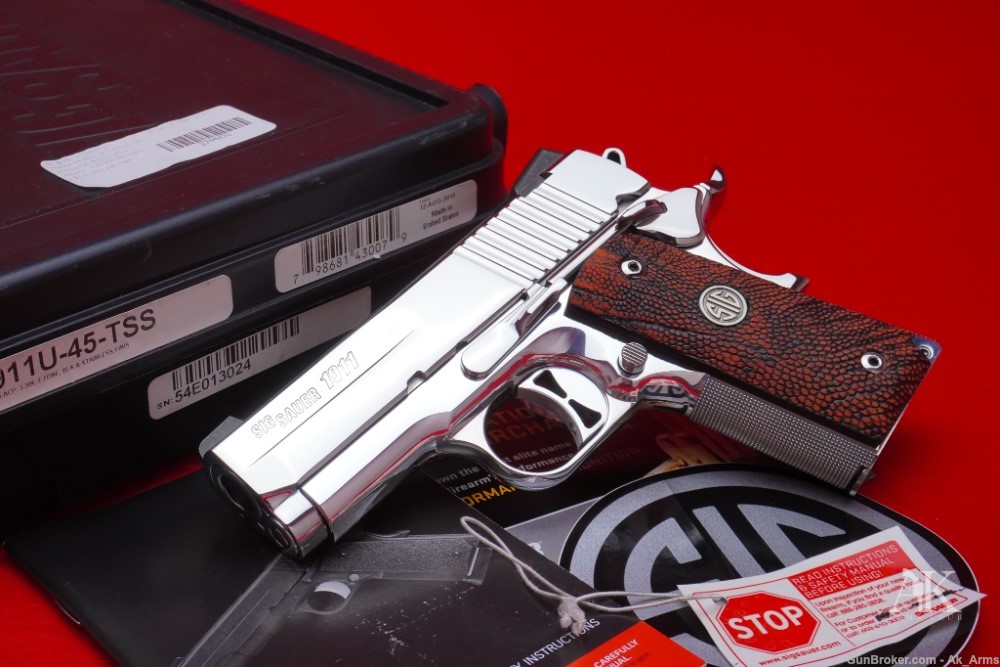 Sig Sauer Ultra Compact 1911 .45ACP *BREATHTAKING BRIGHT STAINLESS*-img-0