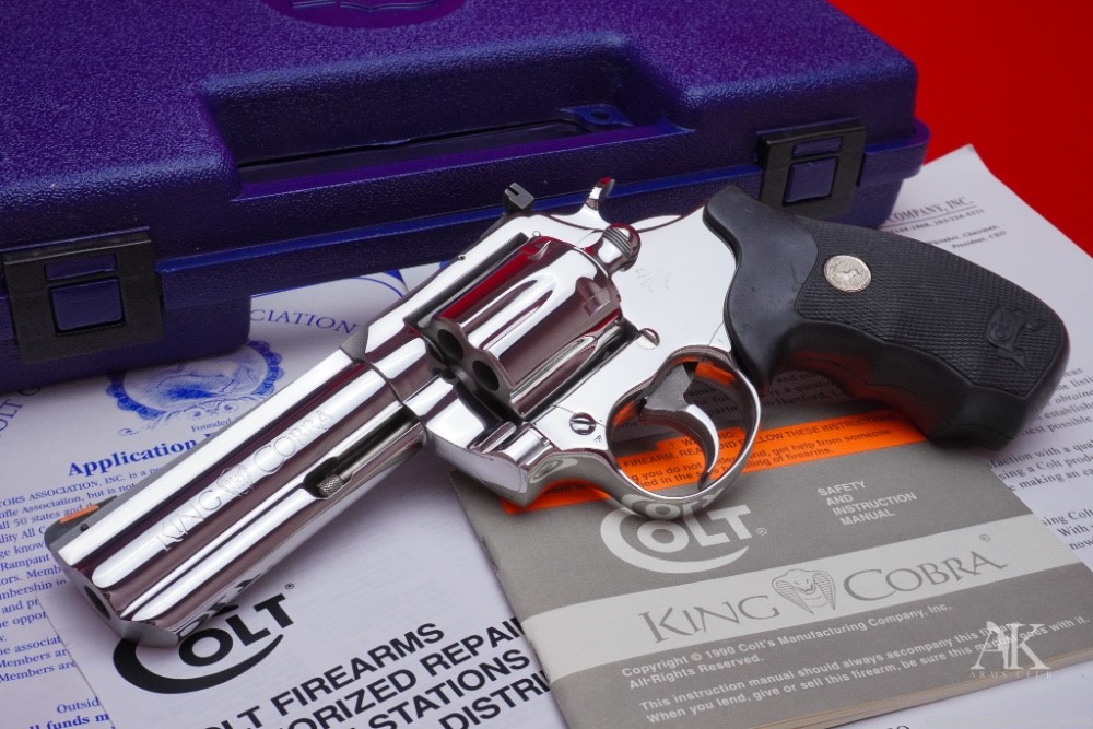 1987 Colt King Cobra .357 Mag 4" In Box *BREATHTAKING BRIGHT STAINLESS*-img-0
