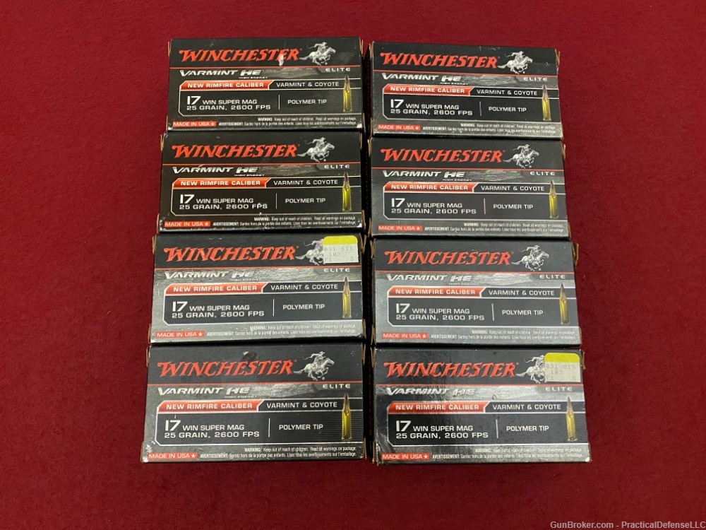 350rds Winchester .17 WSM 25 gr Polymer Tip  2600FPS Varmint HE S17W25     -img-0