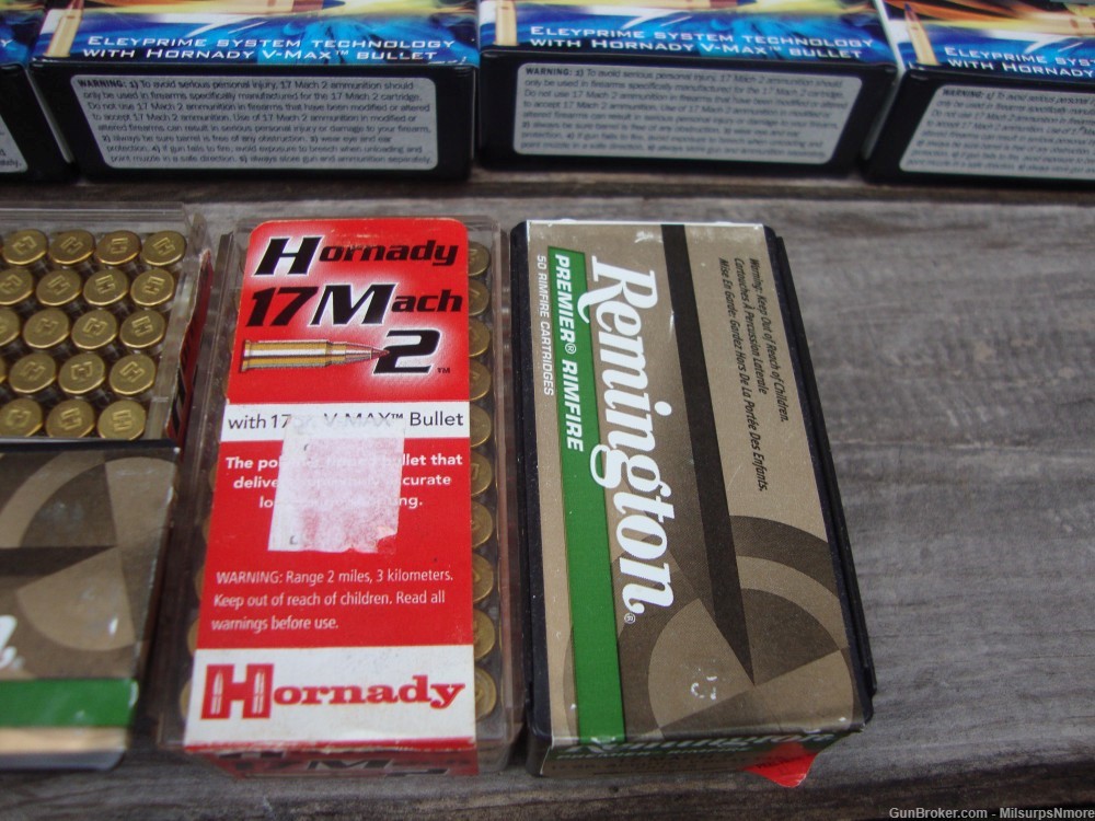 Assorted Lot ELEY 17 MACH 2 Hornady V-Max Rimfire Target Over 650 Rounds-img-5