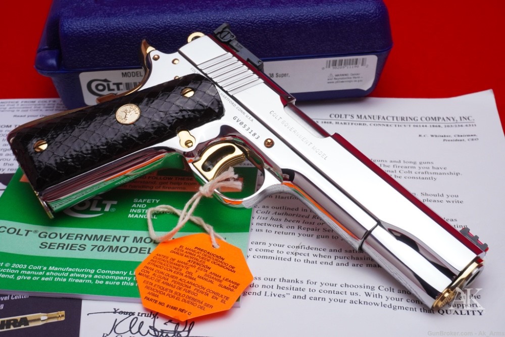 Breathtaking Colt 1911 Gold Cup Trophy BSTS/24k Gold 5" .38 Super In Box!-img-4