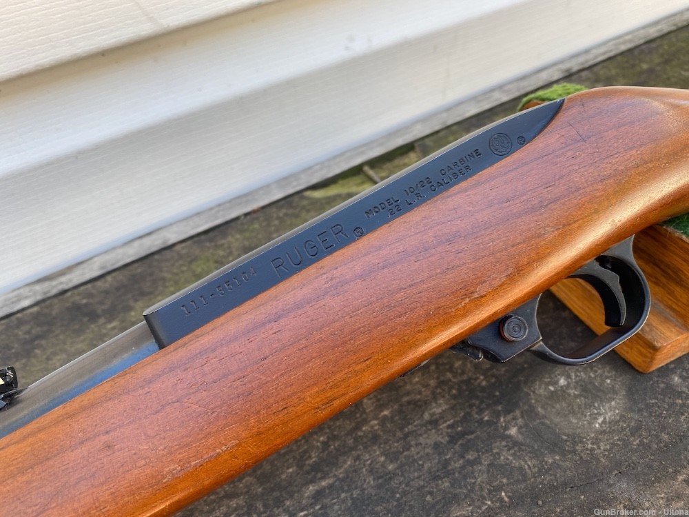 Ruger 10/22 Walnut stock metal butt plate carbine made 1972 Excellent! -img-2