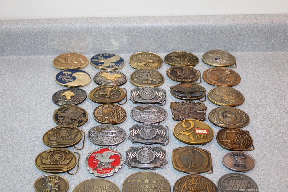 Belt Buckles: 20 beautiful NRA Golden Eagles;  10 NRA; 10 Misc-img-0