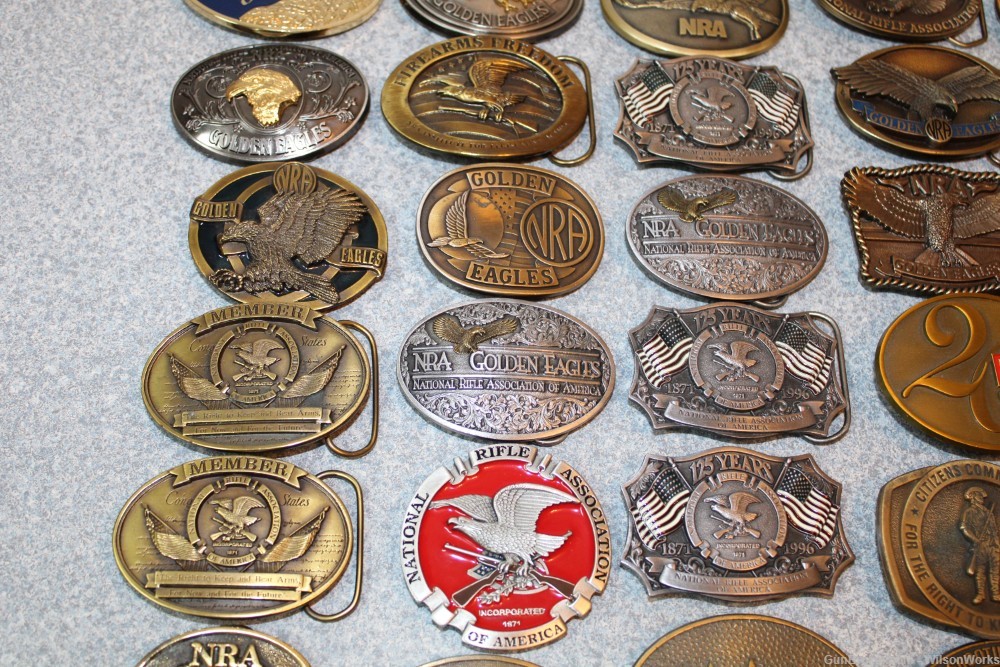 Belt Buckles: 20 beautiful NRA Golden Eagles;  10 NRA; 10 Misc-img-7