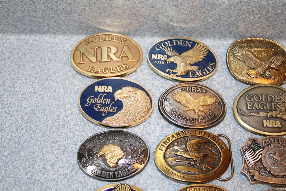 Belt Buckles: 20 beautiful NRA Golden Eagles;  10 NRA; 10 Misc-img-3