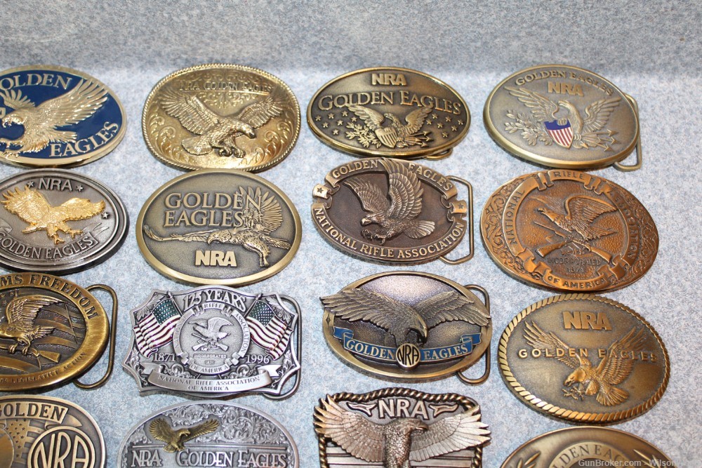Belt Buckles: 20 beautiful NRA Golden Eagles;  10 NRA; 10 Misc-img-4