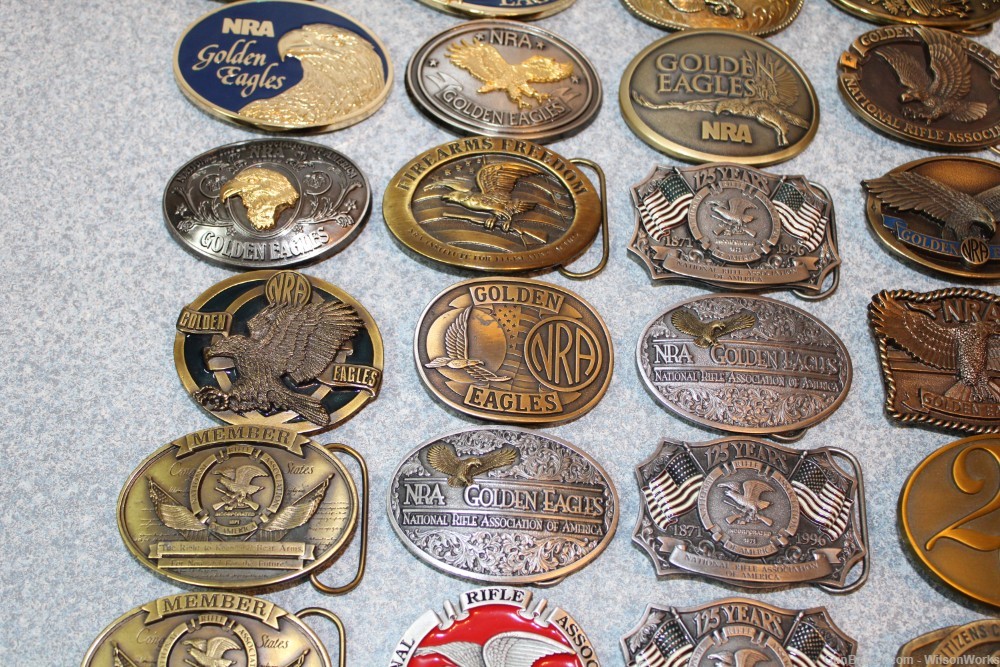 Belt Buckles: 20 beautiful NRA Golden Eagles;  10 NRA; 10 Misc-img-5