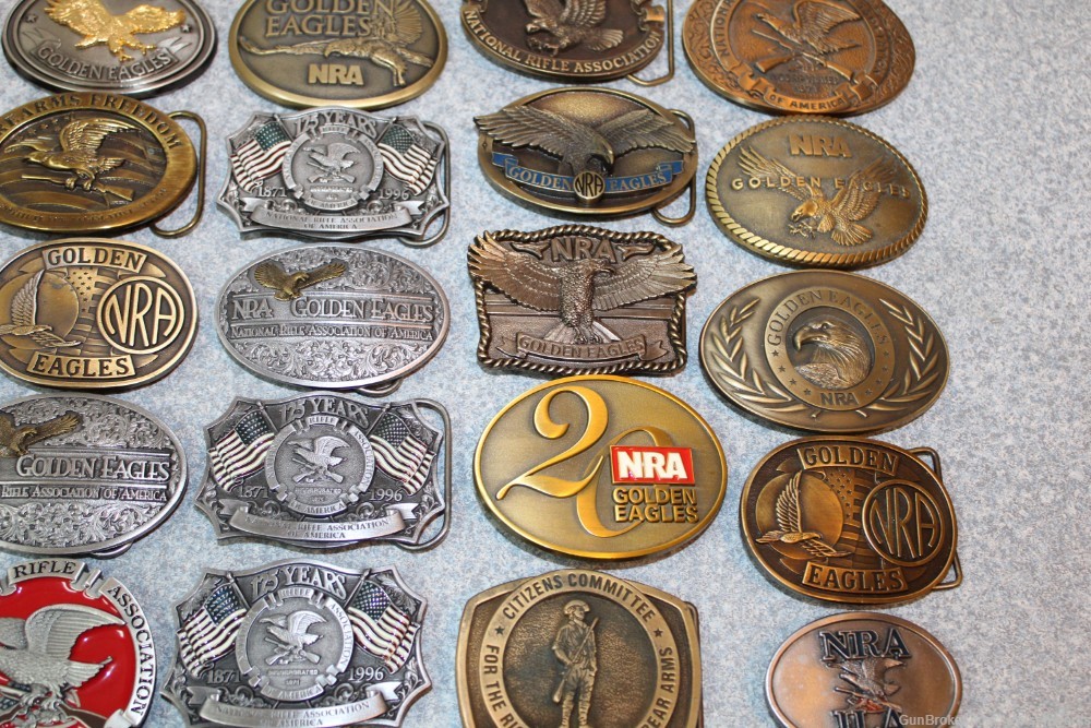 Belt Buckles: 20 beautiful NRA Golden Eagles;  10 NRA; 10 Misc-img-8