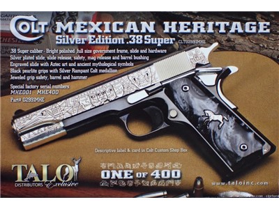 TALO Colt 1911 Mexican Heritage Silver 38 5" *Sterling Silver Plated* 2016