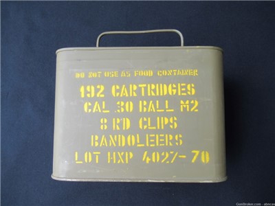 192 Round .30-06 Ammo In 8-Round Clips Sealed Spam Can Greek MFG 1970 Lot 1