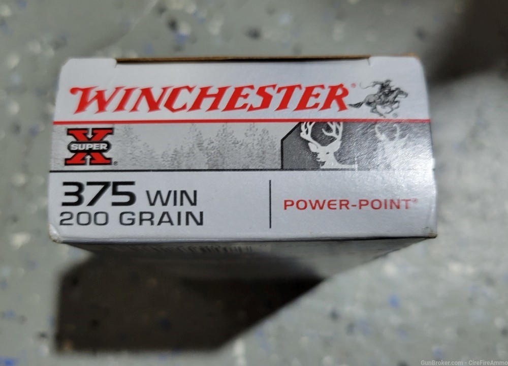 WINCHESTER 375 WIN SUPER X 200gr POWER-POINT 20rd BOX Rare! NO C.C FEES-img-1