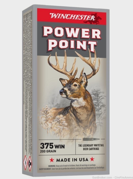 WINCHESTER 375 WIN SUPER X 200gr POWER-POINT 20rd BOX Rare! NO C.C FEES-img-3
