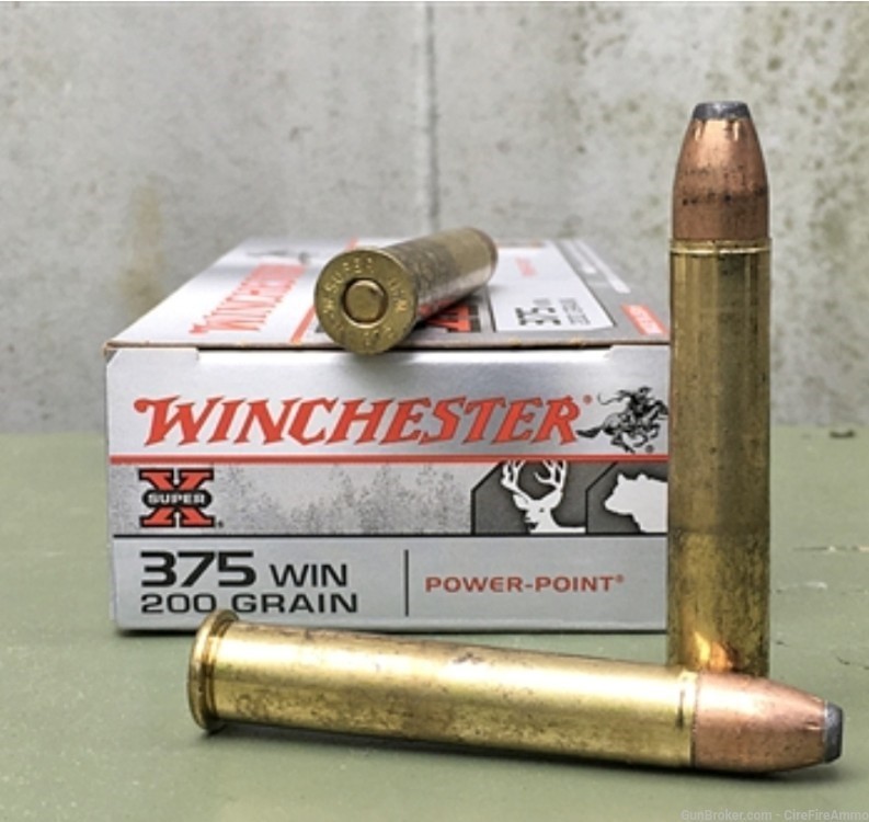 WINCHESTER 375 WIN SUPER X 200gr POWER-POINT 20rd BOX Rare! NO C.C FEES-img-0