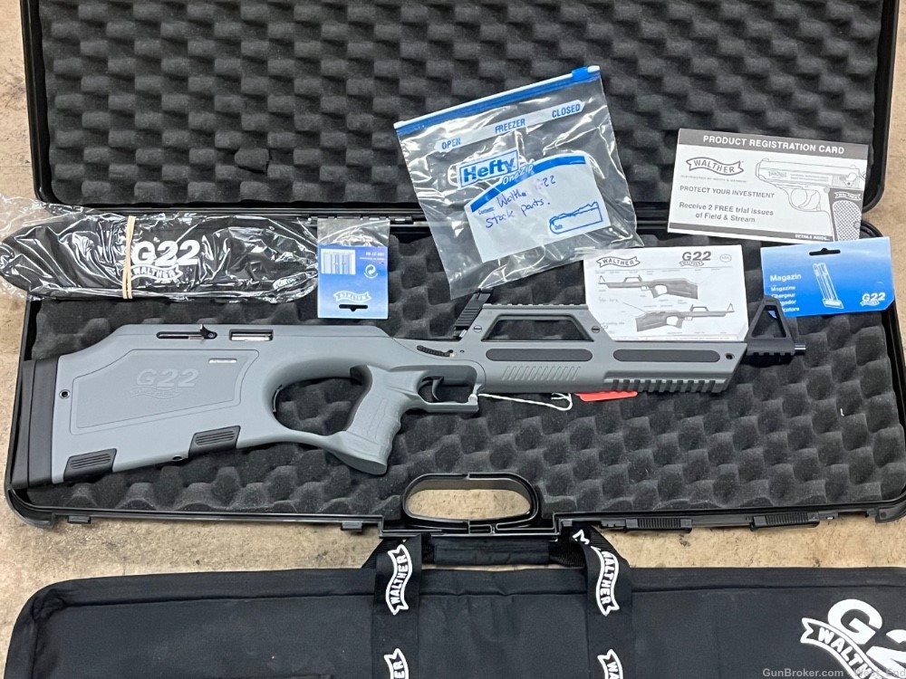 WALTHER 20" G22 CARBINE .22 LR TWO ORIGINAL CASES & PAPERS .01 NR-img-1