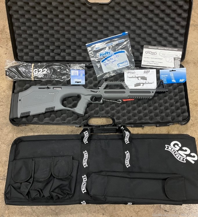 WALTHER 20" G22 CARBINE .22 LR TWO ORIGINAL CASES & PAPERS .01 NR-img-0