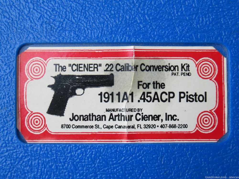 Ciener Colt 1911 .22 Long Rifle Conversion Kit Slide, Mag, Barrel, Like New-img-2