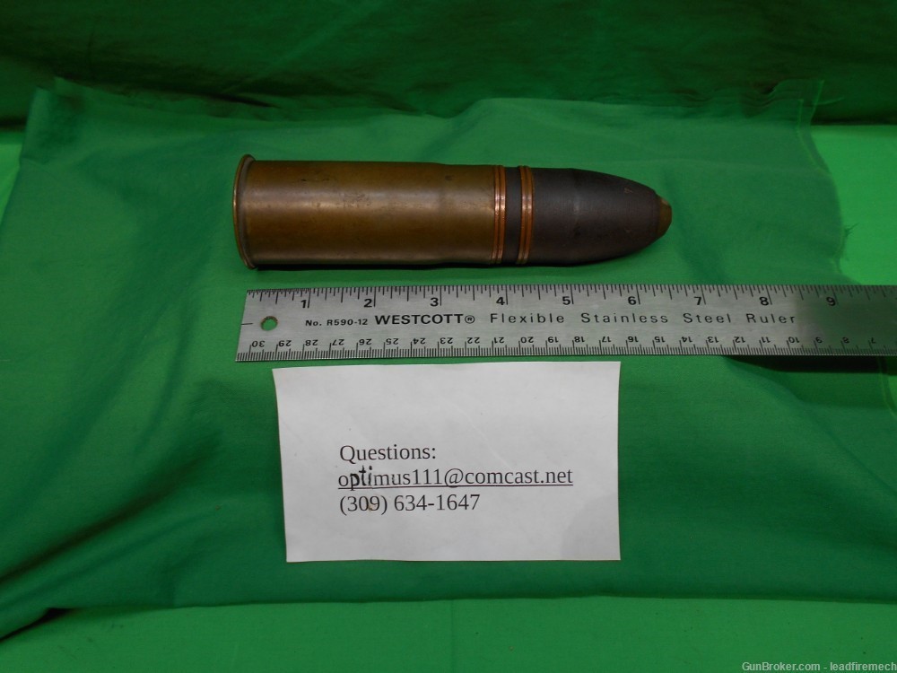 WWI 1917 French 37mm High Expolsive Hotchkiss Cannon Round Inert-img-10