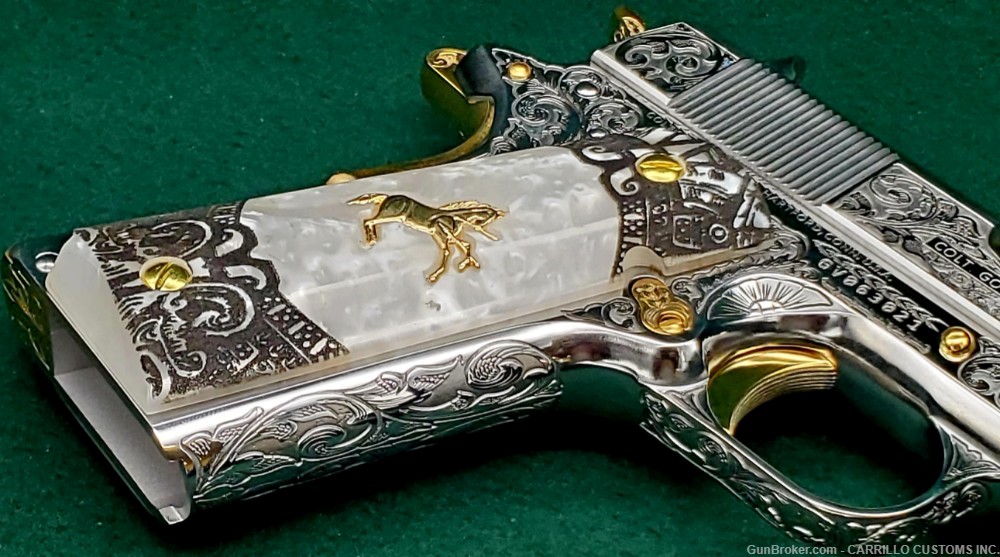 COLT 1911 Government 45 Fully Engraved Polished Bright SS 24k Gold Plated-img-26