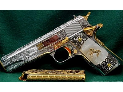COLT 1911 Government 45 Fully Engraved Polished Bright SS 24k Gold Plated