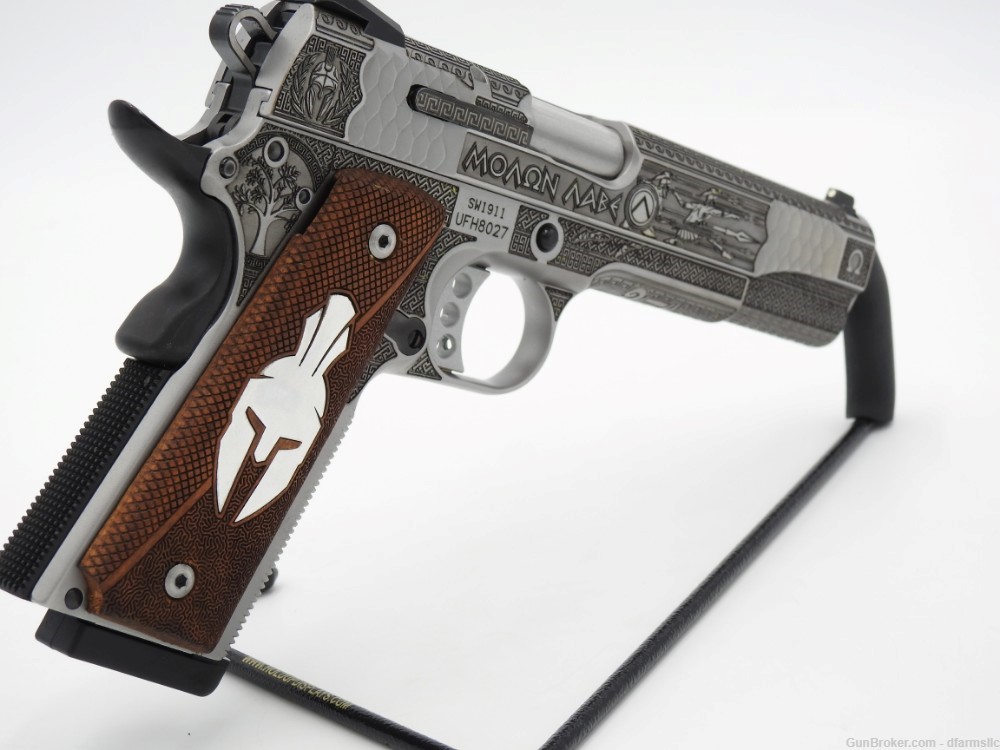 Rare Custom Engraved S&W Smith & Wesson 1911 E Series 45 ACP Molon Labe-img-11