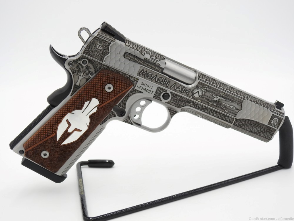 Rare Custom Engraved S&W Smith & Wesson 1911 E Series 45 ACP Molon Labe-img-13