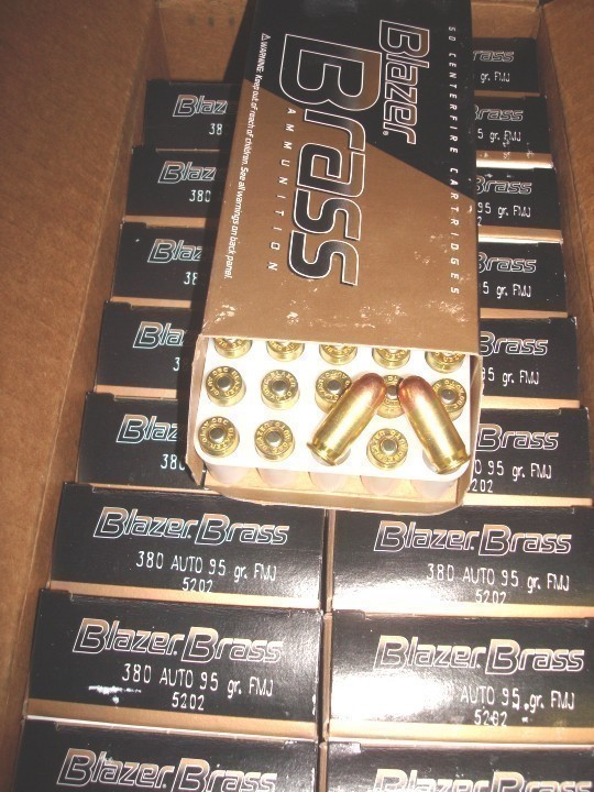 100 rounds CCI Blazer Brass .380 acp 95 gr FMJ 5202 new ammunition-img-2