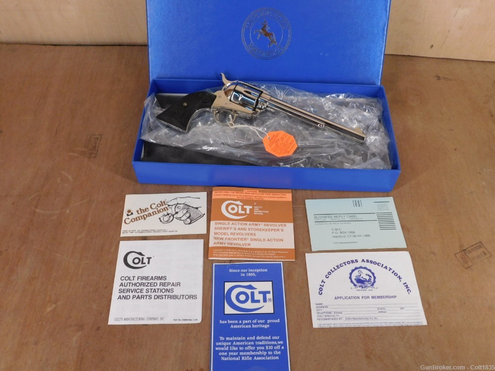 Colt Single Action Army 1995 Custom Shop SAA 44-40 w/ 7.5” Barrel Nickel -img-0