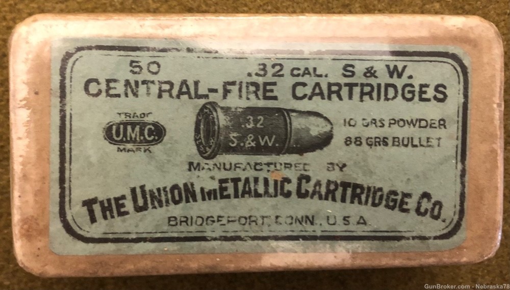 Full 50 round two piece box UMC .32 S&W short ammo vintage rounds -img-0