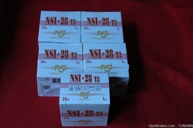 Nobel Sport 28 Ga 2 3/4" 7 1/2 Shot 1 Oz Lead 1205 FPS 125 Rounds 5 Boxes -img-4