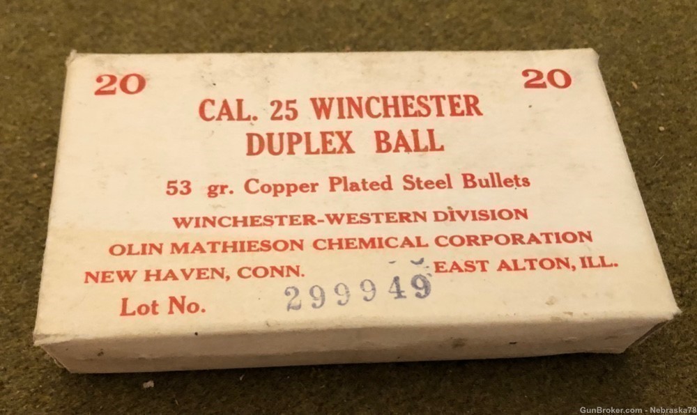 20 rounds Winchester Experimental Prototype .25 6.35x48 Duplex ammo -img-0
