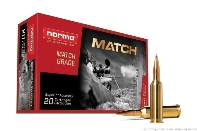 Free Ship!  200rd Norma Golden Target 6.5 PRC 143gr BTHP Match Ammo -img-0