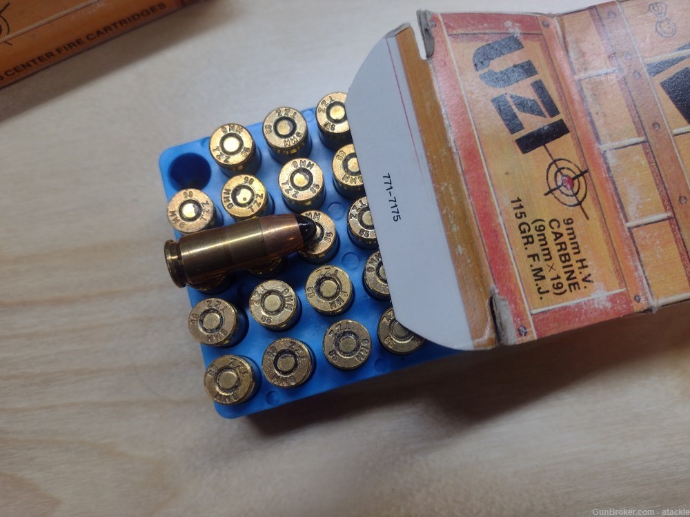 50 rounds IMI Israel black tip 9mm Luger +P+ HV Uzi-img-1