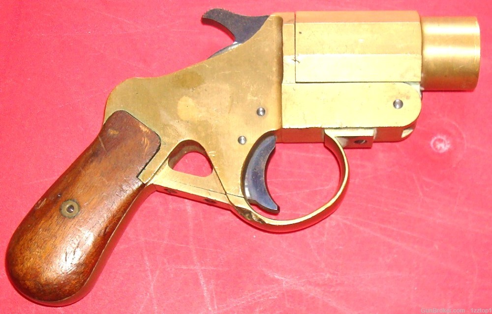 Rare Danish Model 88 Brass Flare / Signal Pistol -img-1