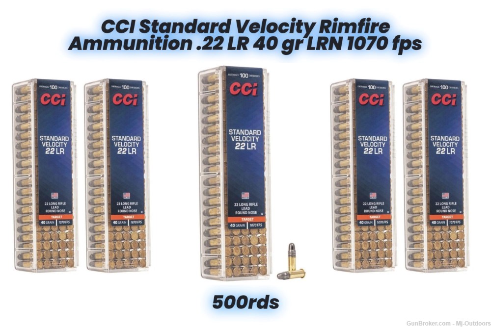 CCI Standard Velocity Rimfire Ammunition .22 LR 40 gr LRN 1070 fps 500rds-img-0
