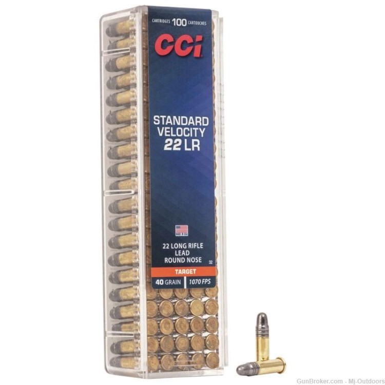 CCI Standard Velocity Rimfire Ammunition .22 LR 40 gr LRN 1070 fps 500rds-img-1
