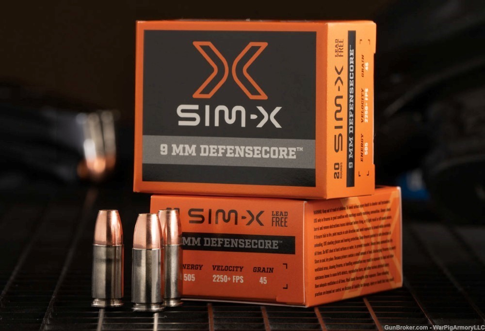SIM-X SIMX 9mm +P DefenseCore Ammunition 45 Grain Lead Free Hollow Point -img-0