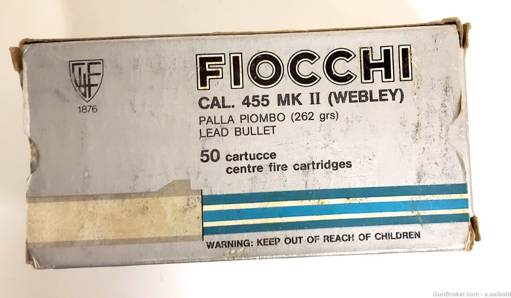 Fiocchi .455 Mk II Webley 262 grain lead ammo 50 rds-img-0