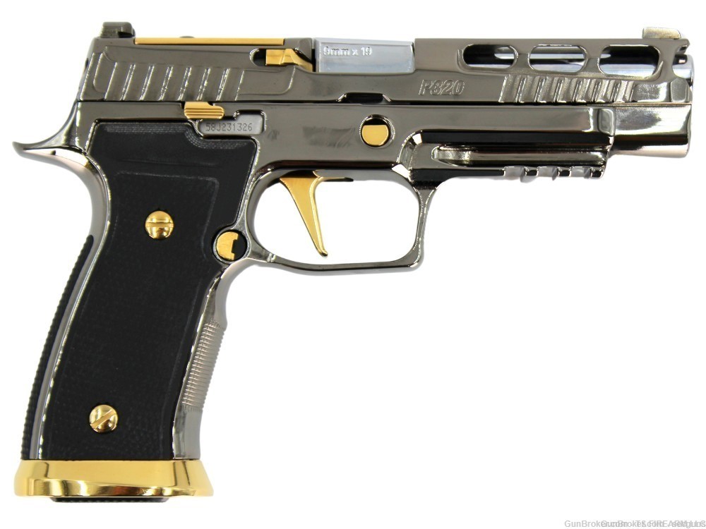 Black Chrome & 24 Karat Gold Sig Sauer P320 AXG Pro 17Rd 9mm Pistol-img-0